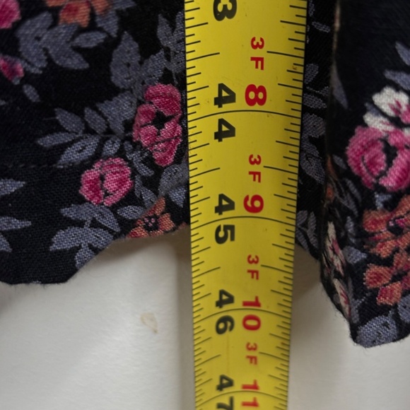 Vintage Komil Dark Floral Midi Dress L Prairie Long Sleeve Boho Cottage Pockets - Picture 8 of 12